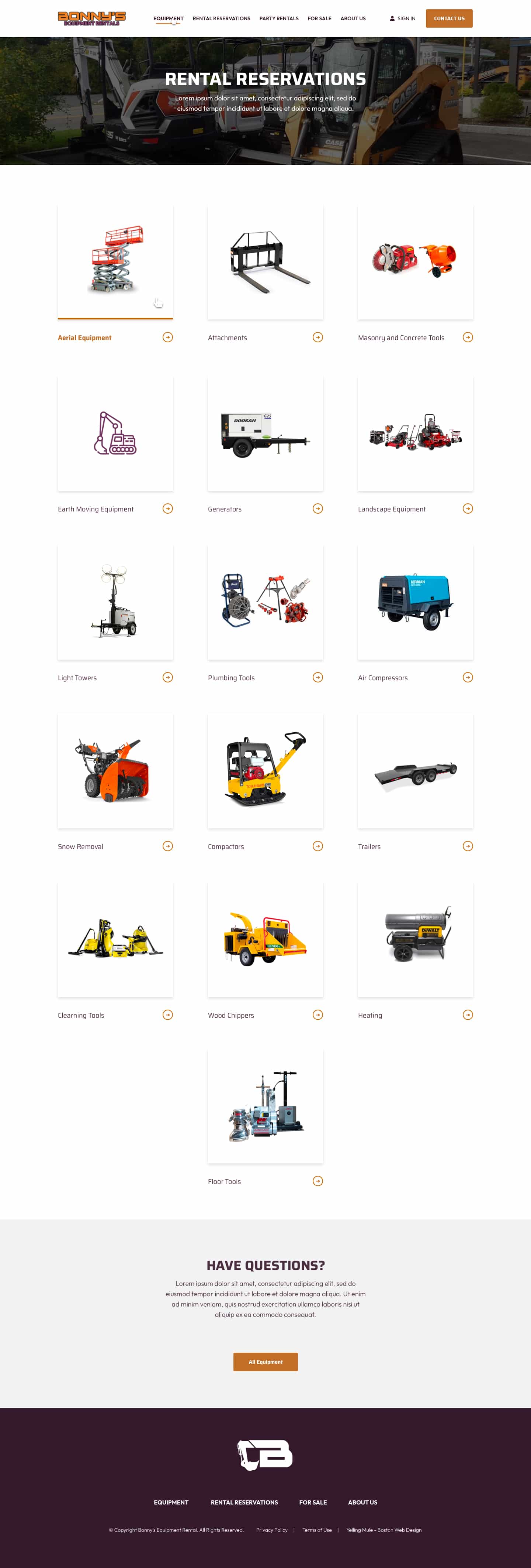 Bonny’s Equipment Rentals Equipment