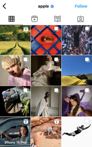 Screen grab of Apple's Instagram feed.